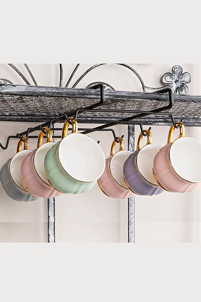 Kitchen Store Black Metal 10 Hooks Cup Hanger Cup Hanger with Hooks in the Cabinet