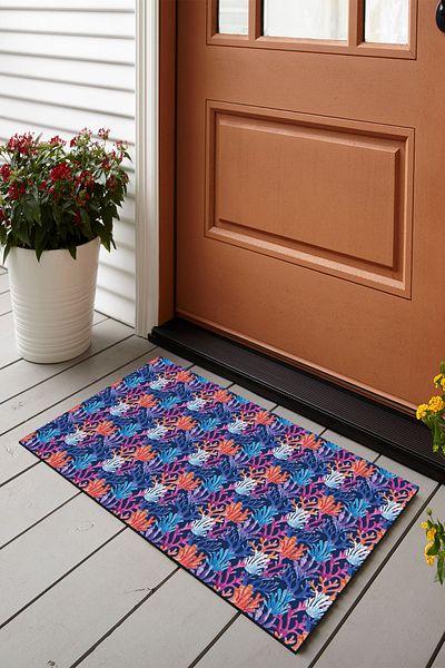 Vagonik Sea Summer Patterned Digital Printed 50x70cm Decorative Multi-Purpose Indoor and Outdoor Door Mat