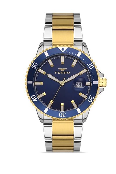 FERRO Men's Wristwatch Yellow and Silver Steel Band F11238A-D3