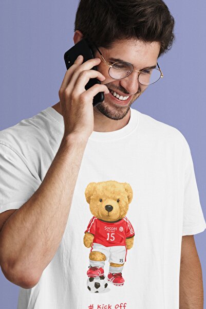 SUNFREE Teddy Soccer εμπριμέ λευκό μπλουζάκι