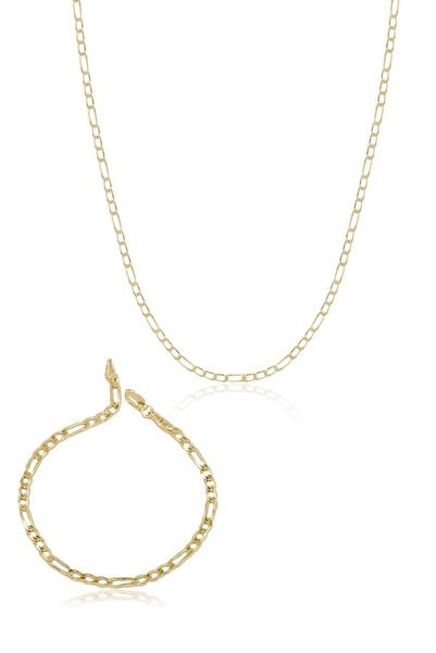 UBUH SHOP Figaro Model Çelik Zincir Kolye + Bileklik Seti