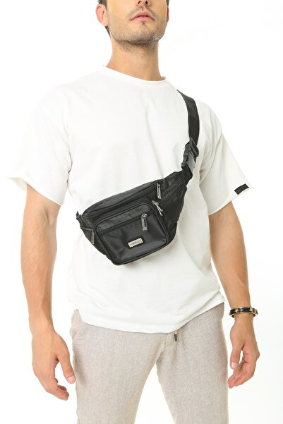 fao polo حقيبة كروس للصدر والخصر باللون الأسود للجنسين متعددة الأقسام