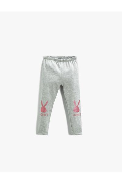 Koton Girl&#39;s Rabbit Printed Tights with Elastic Waist