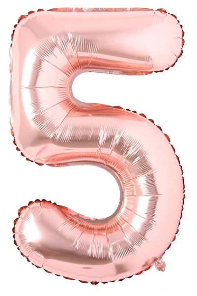 Parti dolabı 100 Cm Rose Gold Büyük Folyo 5 Yaş Rakam Balon 40inc