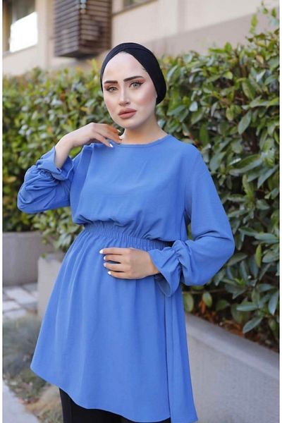 modasindoma Women's Waist Gather Detailed Ayrobin Tunic