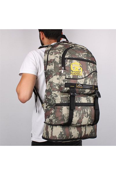 Bagacar Rucsac pentru alpinism cu burduf de camuflaj Geanta de camping cu capacitate de 65 litri