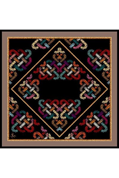 19V69 ITALIA Ethnic Desen Black Seri Twill Eşarp Askısı Ve Hediyelik Seti Ile...