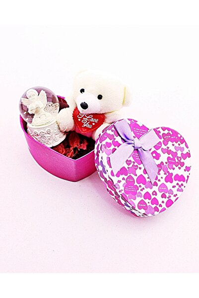 Deco Elit Sevgiliye Hediye Sevimli Mini Ayıcık Ve Melek Kar Küresi Hediye Kutusu