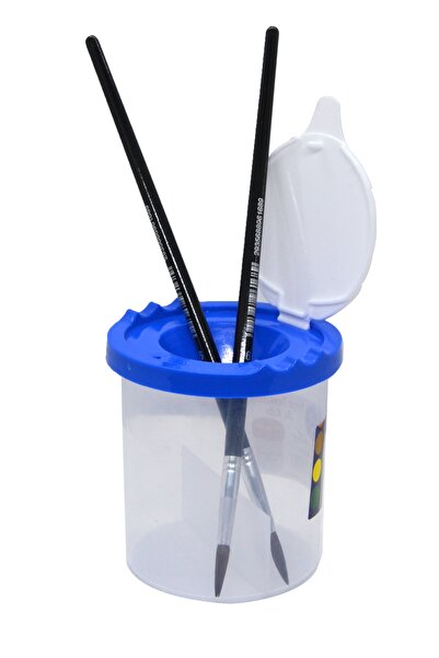 Kids Like Mavi Fırça Yıkama Su Kabı 2 Bölmeli Fırçalar Ayrı Ayrı Temizlenebilir