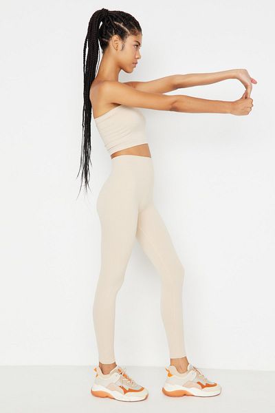 Trendyol Collection Sport-Leggings - Ecru - Hoher Bund