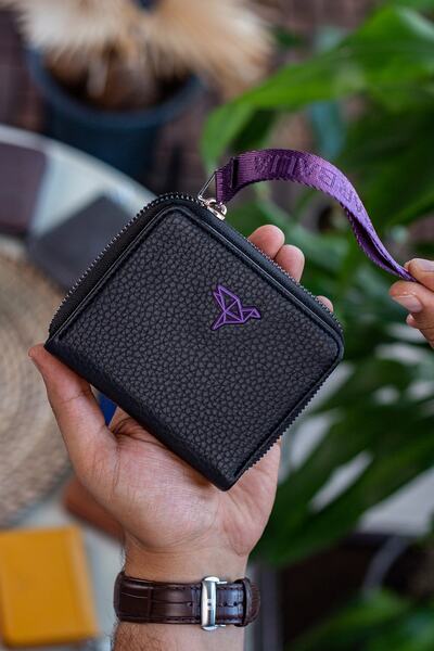 Garbalia Santa Handle Zippered Plum Color Coin Compartment Women's Wallet