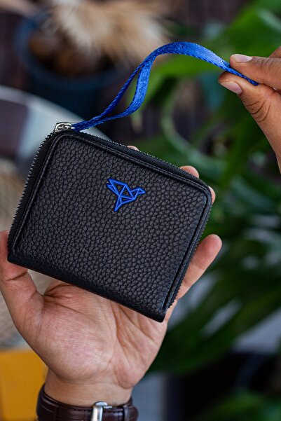 Garbalia Santa El Saplı Fermuarlı Mavi Renk Bozuk Para Gözlü Kadın Cüzdanı