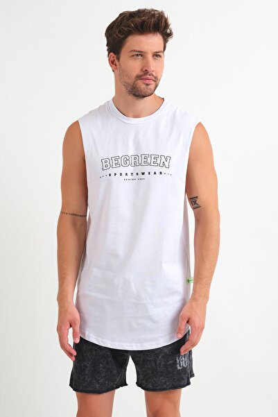 Be Green Begreen Baskılı Beyaz Beast Tank Top