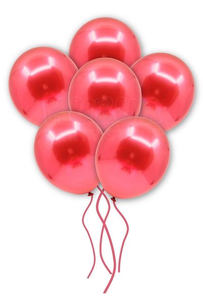 Huzur Party Store Red Colored Chrome Balloon 50 Pieces 30 Cm Incredibly Shiny Mirrored Color Vivid Birthday Party Balloon