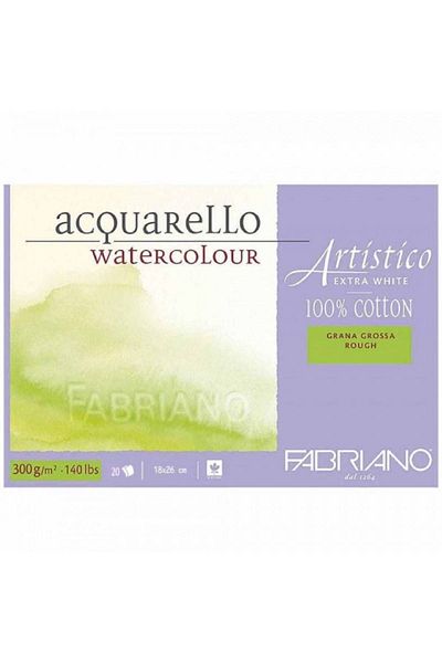 Fabriano Artistico Extra White Rough 300gr Bloc de culoare acuarelă 20 coli 18x26cm