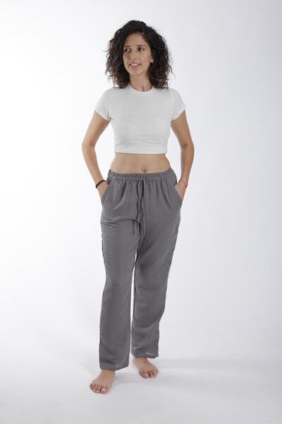Botex Muslin Comfortable Pajama Bottoms for Women - Gray
