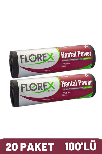 Florex Industrial Hantal Size Garbage Bag 20 Pieces Black 100 X 150 Cm