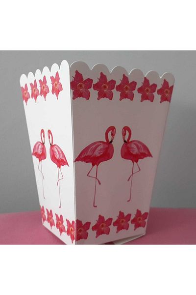 Rubi Store Popcorn Box Flamingo Pink (Corn, Chips Box) 10 Pieces Flamingo Popcorn Box