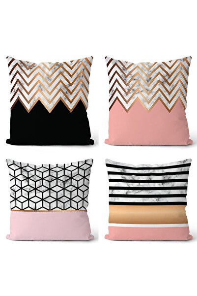 EVPANYA Ružičasti mozaik Mermernog dezena Dvostrano 4-dijelni Navlaka za jastuk