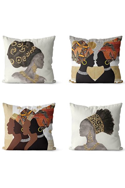 EVPANYA Африканські жіночі силуети з двостороннім принтом, набір з 4 чохлів д...