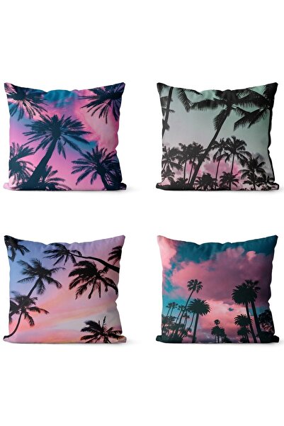 EVPANYA Каліфорнійські пальми з двостороннім принтом, набір з 4 чохлів для по...