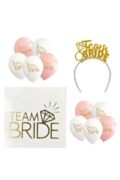 parti sürprizi Team Bride Balloon Gold Set