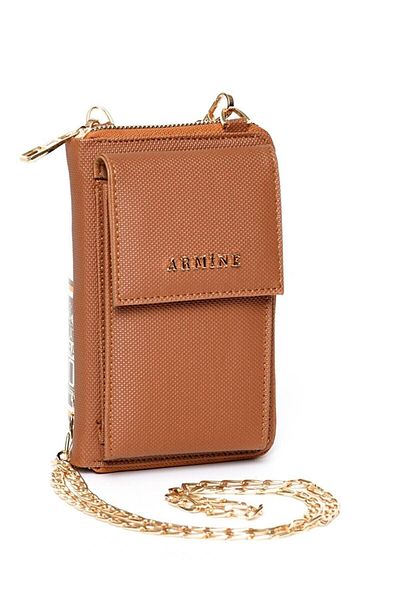 Armine Women's Tan Double Compartment Chain Cross Shoulder Strap Bag 265