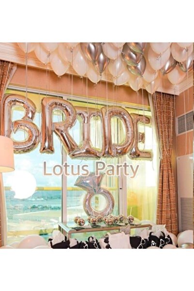 LOTUS PARTY Rose Gold Renk Bride Yazı Büyük Boy Folyo Balon Seti ( Bekarlığa ...