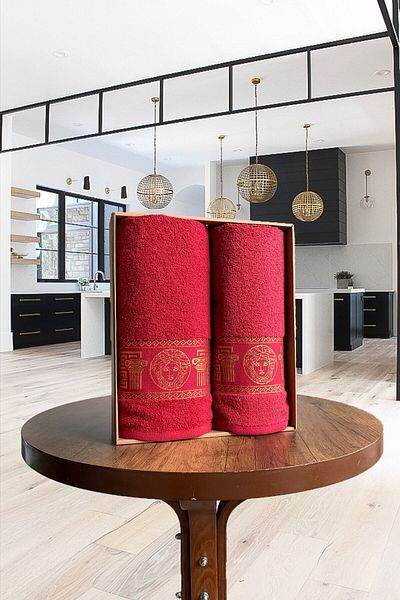 Valoroso Medusa Motif 2-Piece Bath Towel Set / Bath Set 100% Cotton