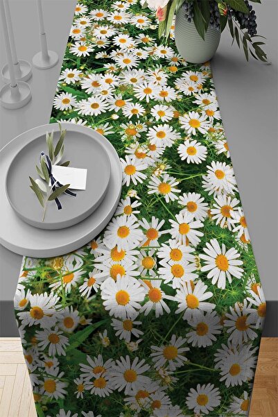 Viva Home 40x140cm Papatyalı Runner Premium Tay Tüyü Dokuma Leke Tutmaz Kumaş...