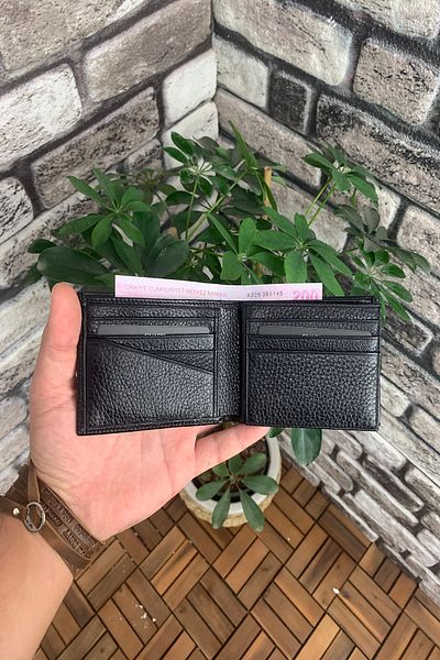 GUARD Black Genuine Leather Horizontal Men's Wallet - With Pyroid