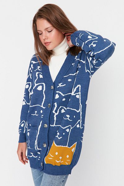 Trendyol Modest Cardigan - Navy blue - Regular fit
