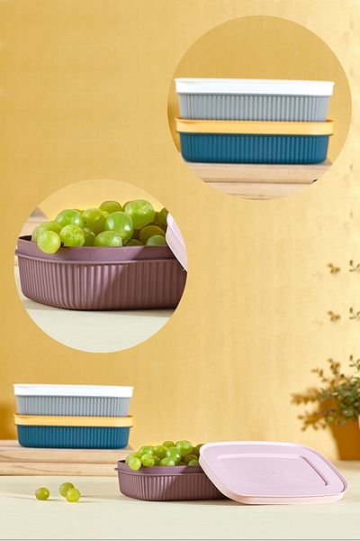 Bayev 3-Piece Gray Storage Breakfast Snack Fruit Storage Container 600 ml Snack Bowl