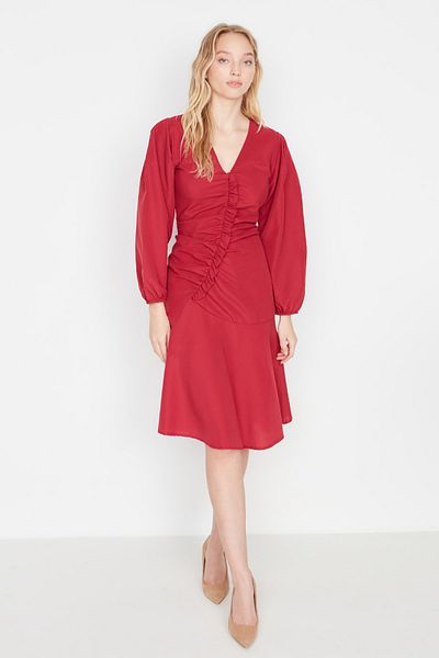 Trendyol Collection Red Ruffle Detailed Woven Dress TWOAW23EL00323