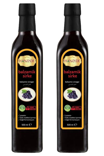 Hanzade Bitkisel Balzamik Sirke 500 ml X 2 Adet Doğal Fermante Içilebilir Cam...