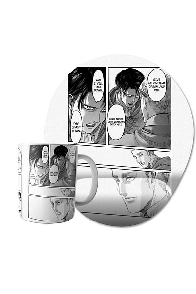 Pixxa مجموعة أكواب المانجا ولوحة الماوس من Attack On Titan Levi & Edwin