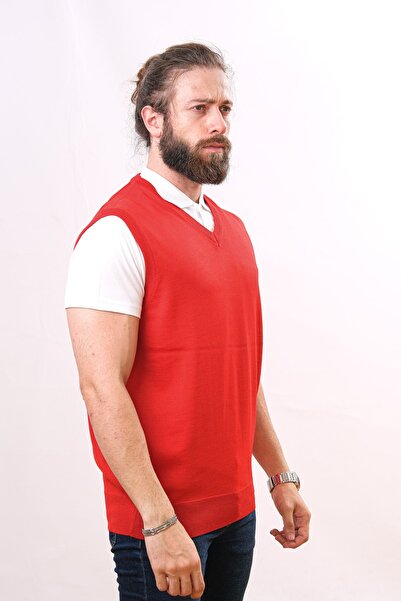 Çukurova Woolen Sleeveless Knitwear Sweater - Red