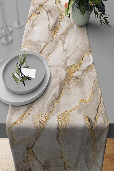 Viva Home Τραπεζομάντιλο 40x140cm Μαρμάρινο ράντερ Premium Ταϊλανδέζικο υφαντό ύφασμα που δεν σκουριάζει Rnr254