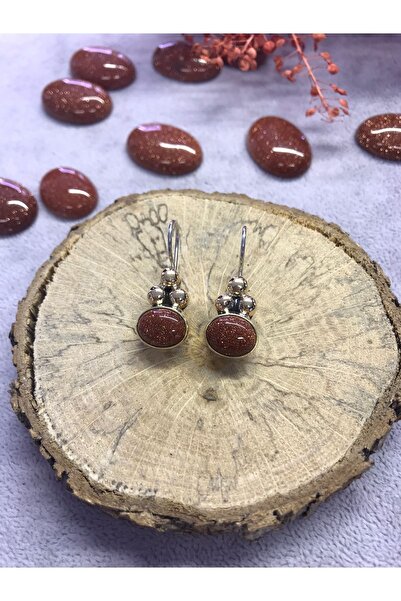 NSA SILVER Kahverengi Yıldız Taşı Gümüş Küpe 925 Ayar