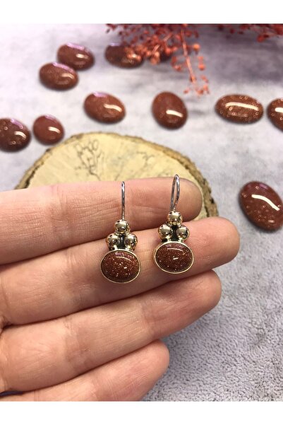 NSA SILVER Kahverengi Yıldız Taşı Gümüş Küpe 925 Ayar