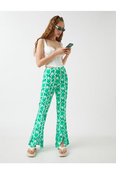 Koton Geometric Printed Slit Detailed Trousers
