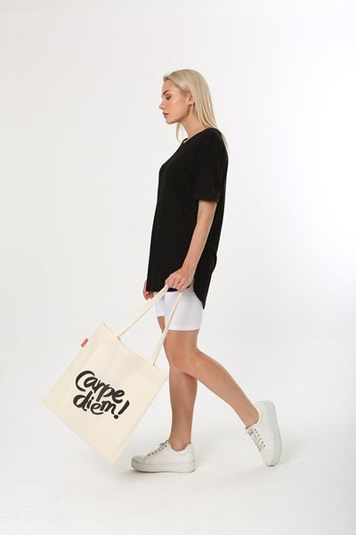 Serkan Çanta Bez Çanta Atölyesi Υφασμάτινη τσάντα Tote Bag Carpediem Printed