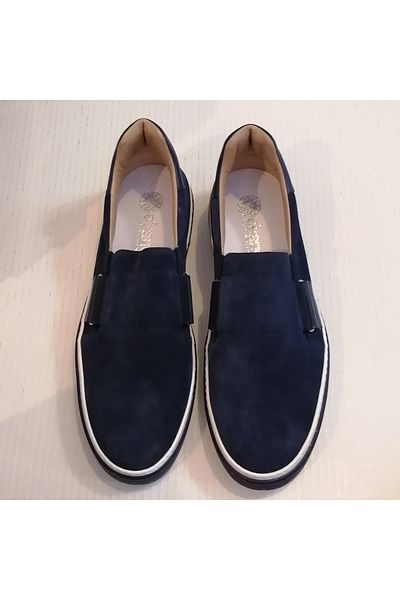 Change Unisex Genuine Leather Suede Soft Heavy Rubber Sole Loafer Shoes with Elastic Sides