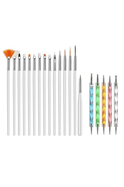 Nail Master Nail Art Tırnak Süsleme Desen Fırça 15'li Ve Dot Kalem Seti 5'li ...