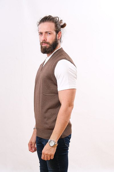 Çukurova Woolen Sleeveless Knitwear Sweater - Brown