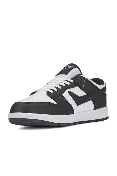 Nstil Daily Women's Black and White Sneakers Comfortable Flexible Lightweight Non-Slip Sole Lace-Up Sports Shoes 8075