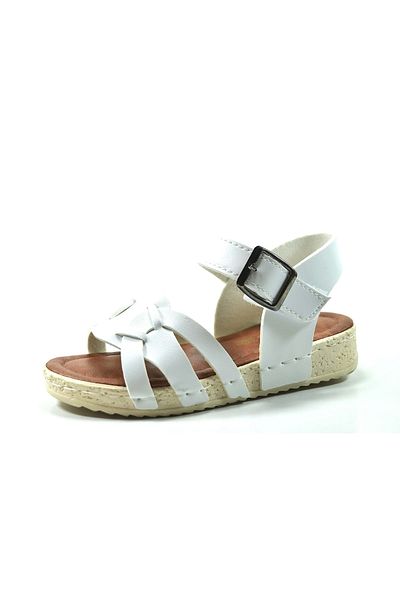 Onlo Ayakkabı Y.322 Sandale albe pentru fete cu velcro