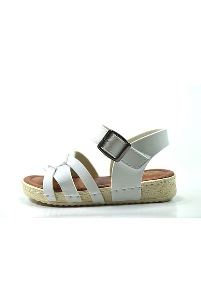Onlo Ayakkabı Y.322 Sandale albe pentru fete cu velcro