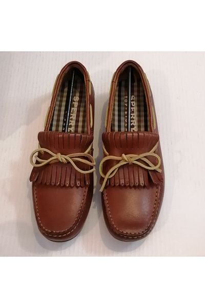 Sperry Top-Sider Unisex Genuine Calf Leather Burning Tan Tasseled Lacing Decorated Genuine Rubber Sole Loafer