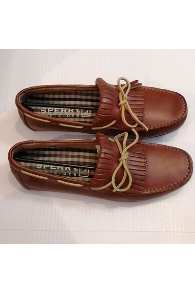 Sperry Top-Sider Unisex Genuine Calf Leather Burning Tan Tasseled Lacing Decorated Genuine Rubber Sole Loafer